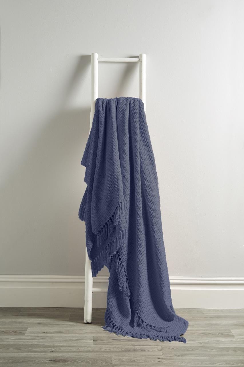Lisbon Pure Indian Cotton Handwoven Honeycomb Throw Blanket Luxurious Soft Lightweight Easycare Cover for Sofa Bed or Living Room Available in 10 Colours and Sizes
