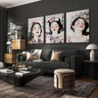 Living Room Art Paintings | Set of 3 Boho Women Wall art Prints