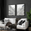 Living Room Art Pictures Paris Street Scene & Eiffel Tower Sketch displayed on a wall in a styled room