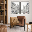 Living Room Art Pictures Paris Street Scene & Eiffel Tower Sketch displayed on a wall in a styled room — view 4