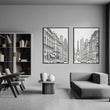 Living Room Art Pictures Paris Street Scene & Eiffel Tower Sketch displayed on a wall in a styled room — view 6