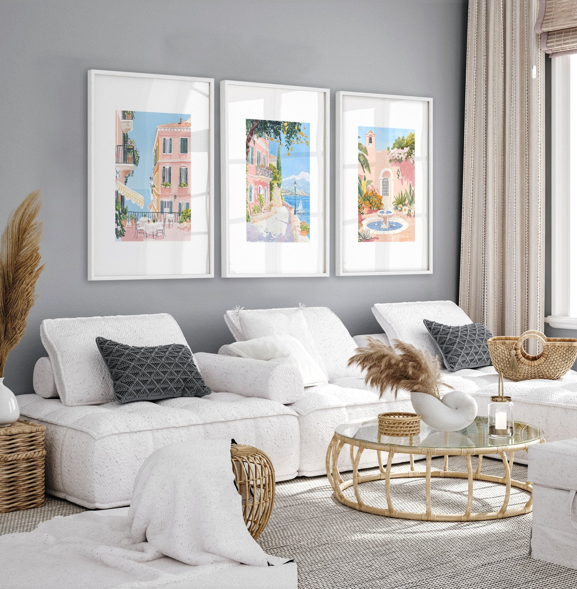 Living Room Artwork For Wall | Set of 3 Beach Decor Wall art Prints