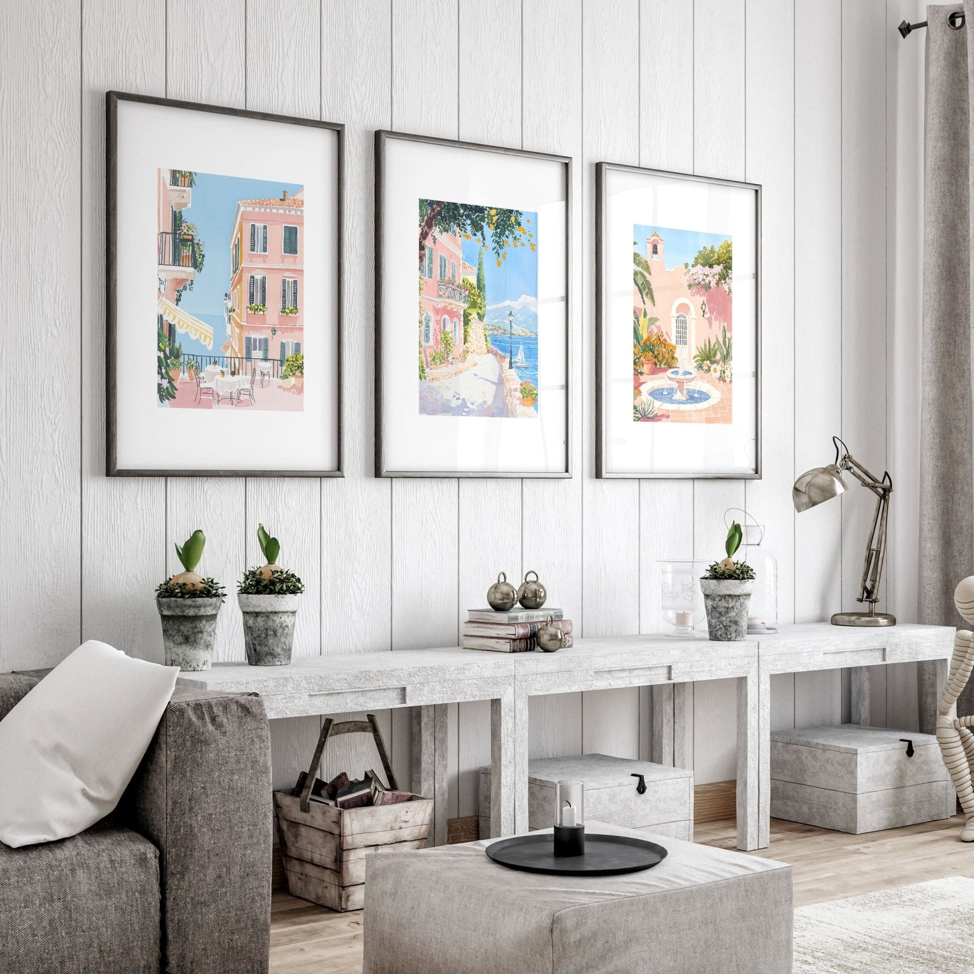 Living Room Artwork For Wall | Set of 3 Beach Decor Wall art Prints