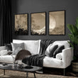 Japandi Crescent Moon & Pampas Grass Living Room Canvas Art displayed on a wall in a styled room — view 10