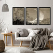 Japandi Crescent Moon & Pampas Grass Living Room Canvas Art displayed on a wall in a styled room — view 13