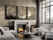 Japandi Crescent Moon & Pampas Grass Living Room Canvas Art displayed on a wall in a styled room — view 15