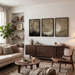 Japandi Crescent Moon & Pampas Grass Living Room Canvas Art displayed on a wall in a styled room — view 3