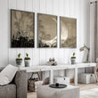 Japandi Crescent Moon & Pampas Grass Living Room Canvas Art displayed on a wall in a styled room — view 5