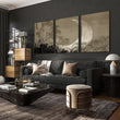 Japandi Crescent Moon & Pampas Grass Living Room Canvas Art displayed on a wall in a styled room — view 7