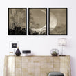 Japandi Crescent Moon & Pampas Grass Living Room Canvas Art displayed on a wall in a styled room — view 9