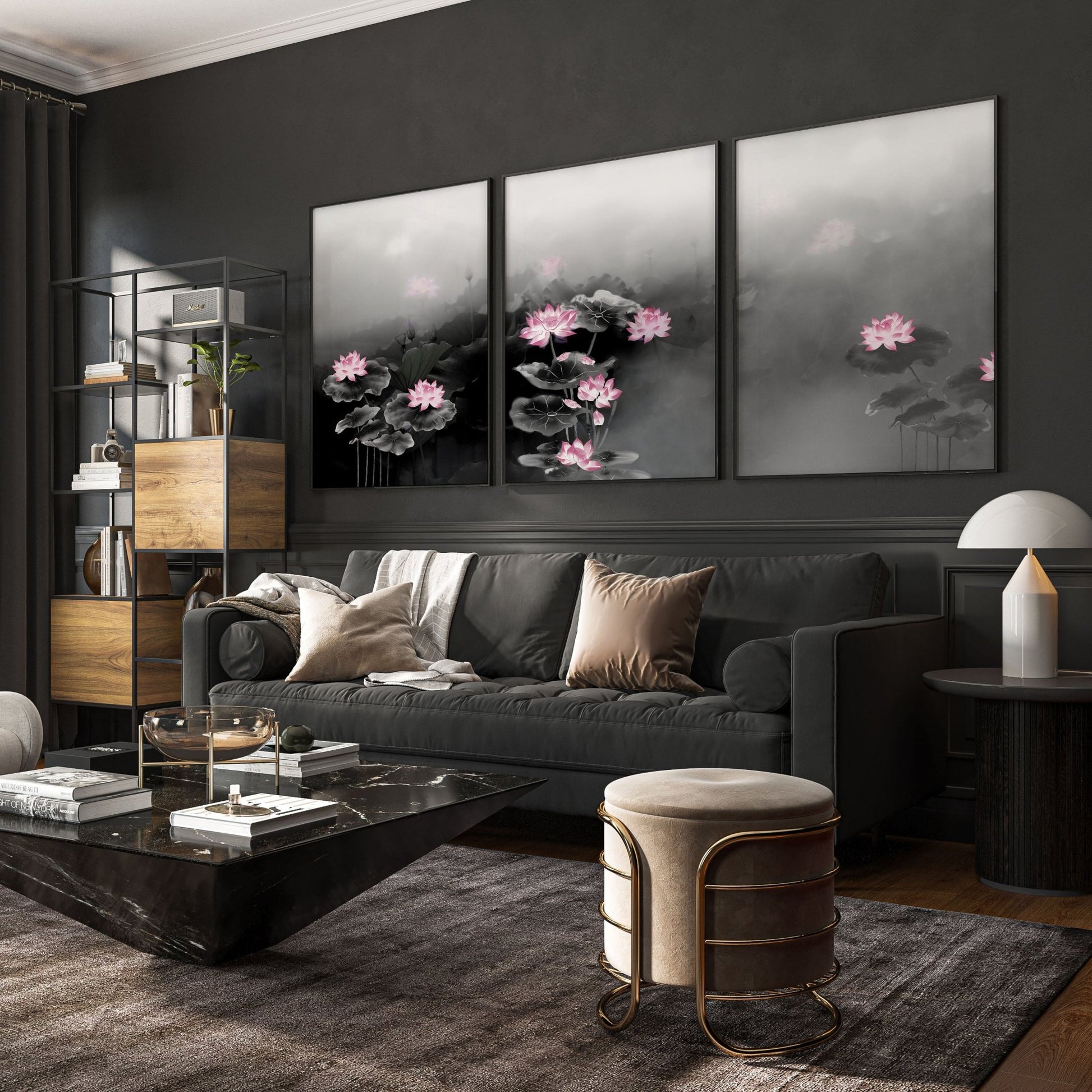 Living Room Canvas Art | Set of 3 Asian Inspired Wall art Prints