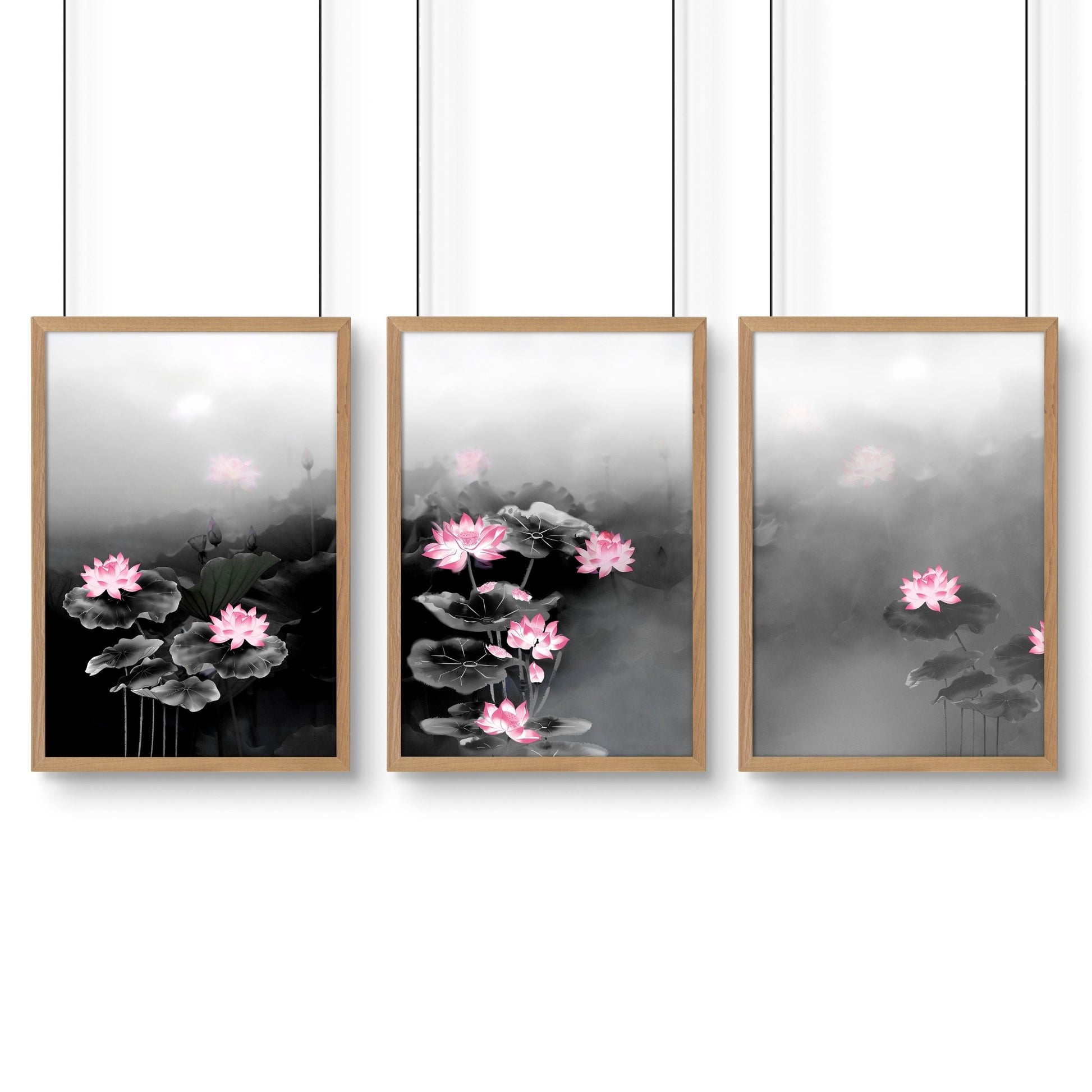 Living Room Canvas Art | Set of 3 Asian Inspired Wall art Prints