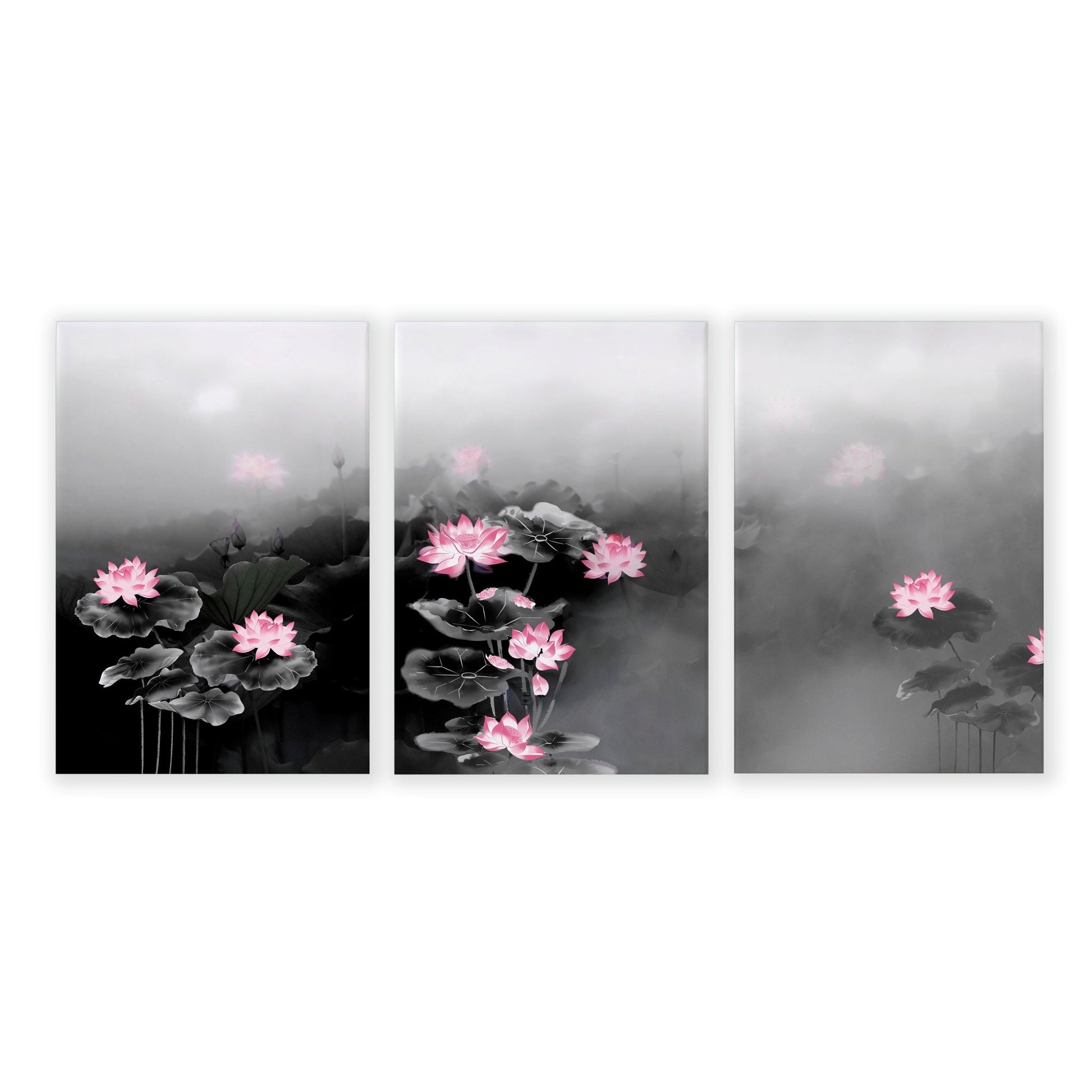 Living Room Canvas Art | Set of 3 Asian Inspired Wall art Prints