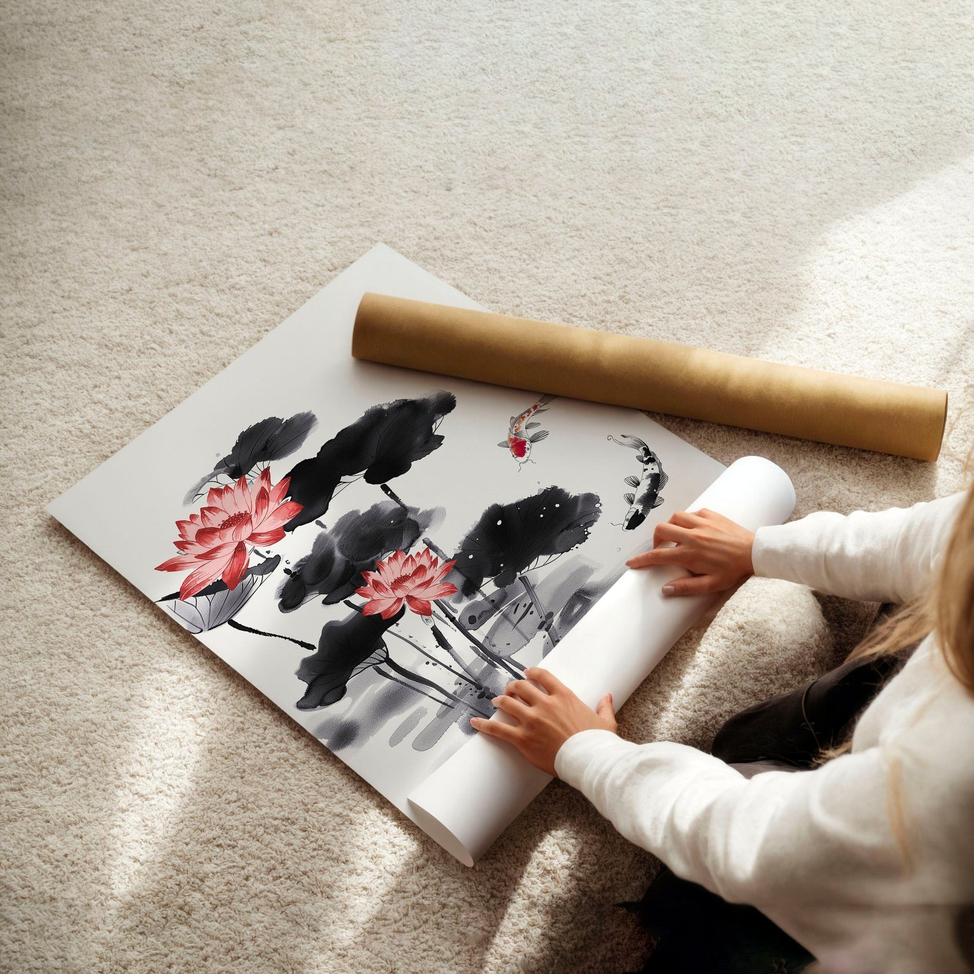 Living Room Canvas | Set of 3 Asian Inspired Wall art Prints