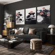 Living Room Canvas | Set of 3 Asian Inspired Wall art Prints