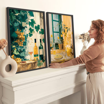 Living Room Canvases | Set of 2 Italian Lifestyle Wall art Prints