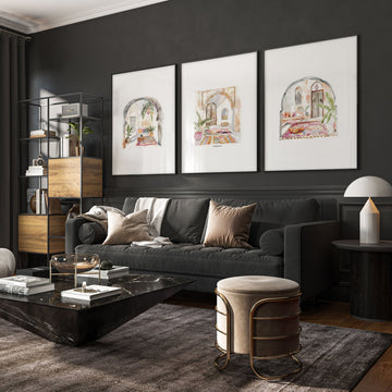 Living Room Paintings | Set of 3 Moroccan Inspired Wall art Prints