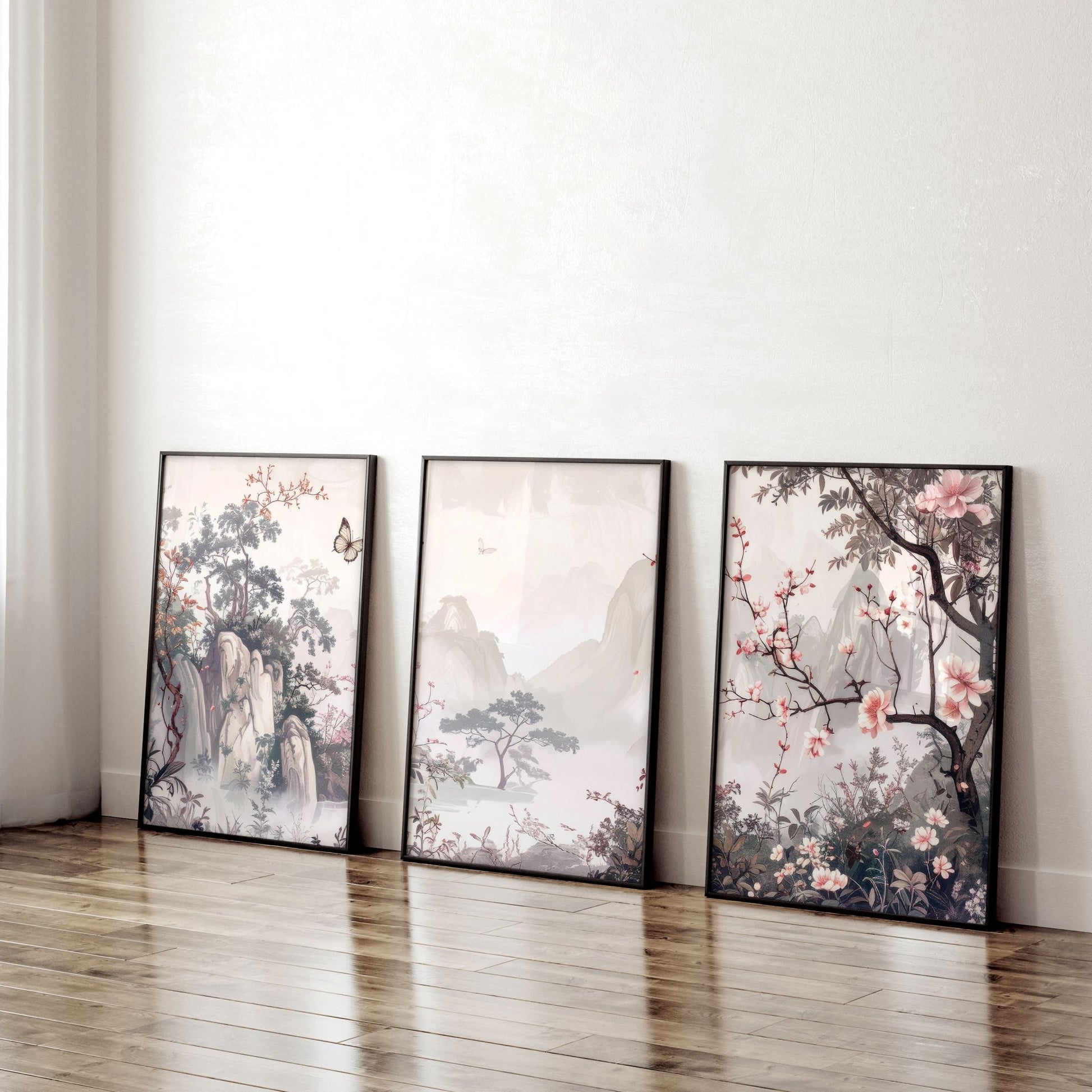Living Room Picture Wall | Set of 3 Chinoiserie Wall art Prints