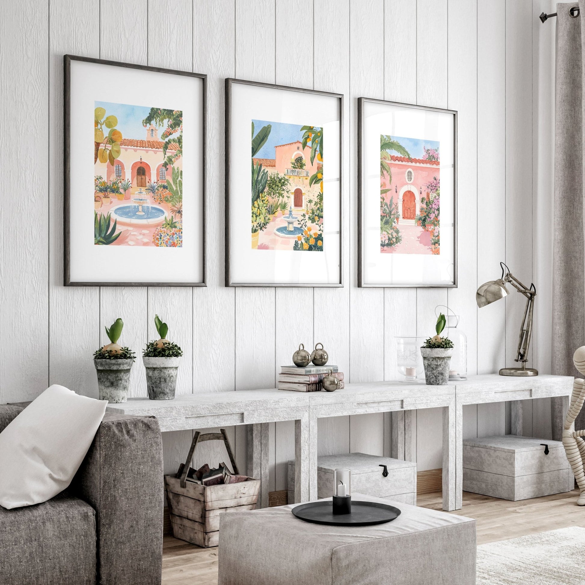 Living Room Pictures Decoration | Set of 3 Beach Decor Wall art Prints