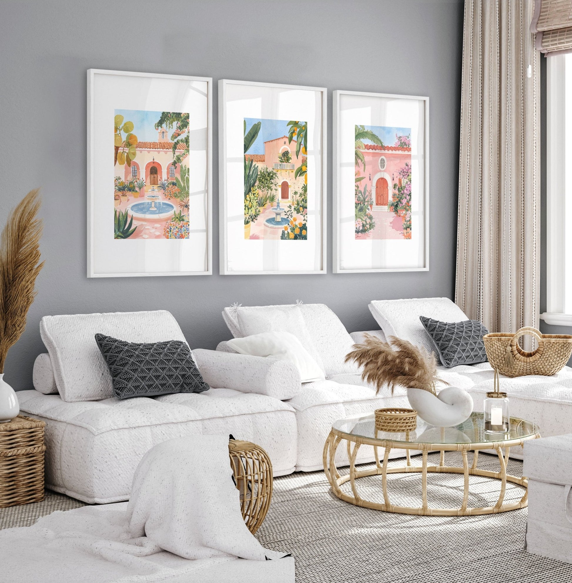 Living Room Pictures Decoration | Set of 3 Beach Decor Wall art Prints