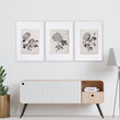 Living Room wall art French Country Botanical Chrysanthemum Beige & Black displayed on a wall in a styled room — view 12