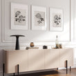 Living Room wall art French Country Botanical Chrysanthemum Beige & Black displayed on a wall in a styled room — view 15