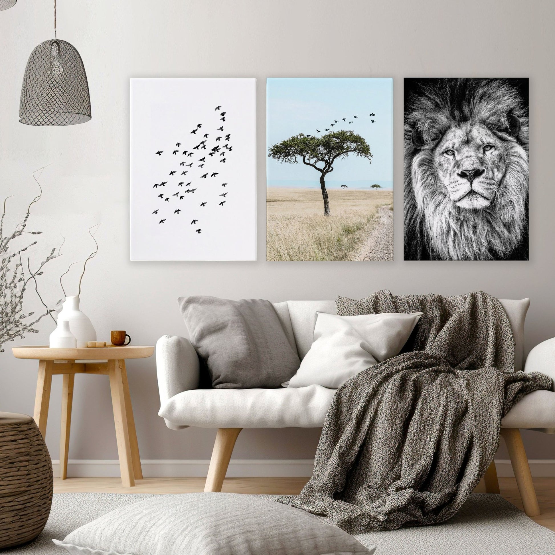 Living Room Wall Art Canvas | Set of 3 African Wildlife Wall art Prints