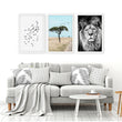 Living Room Wall Art Canvas | Set of 3 African Wildlife Wall art Prints