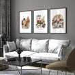 Paris Travel Living Room wall art | Autumn Louvre, Eiffel Tower & Montmartre displayed on a wall in a styled room — view 4