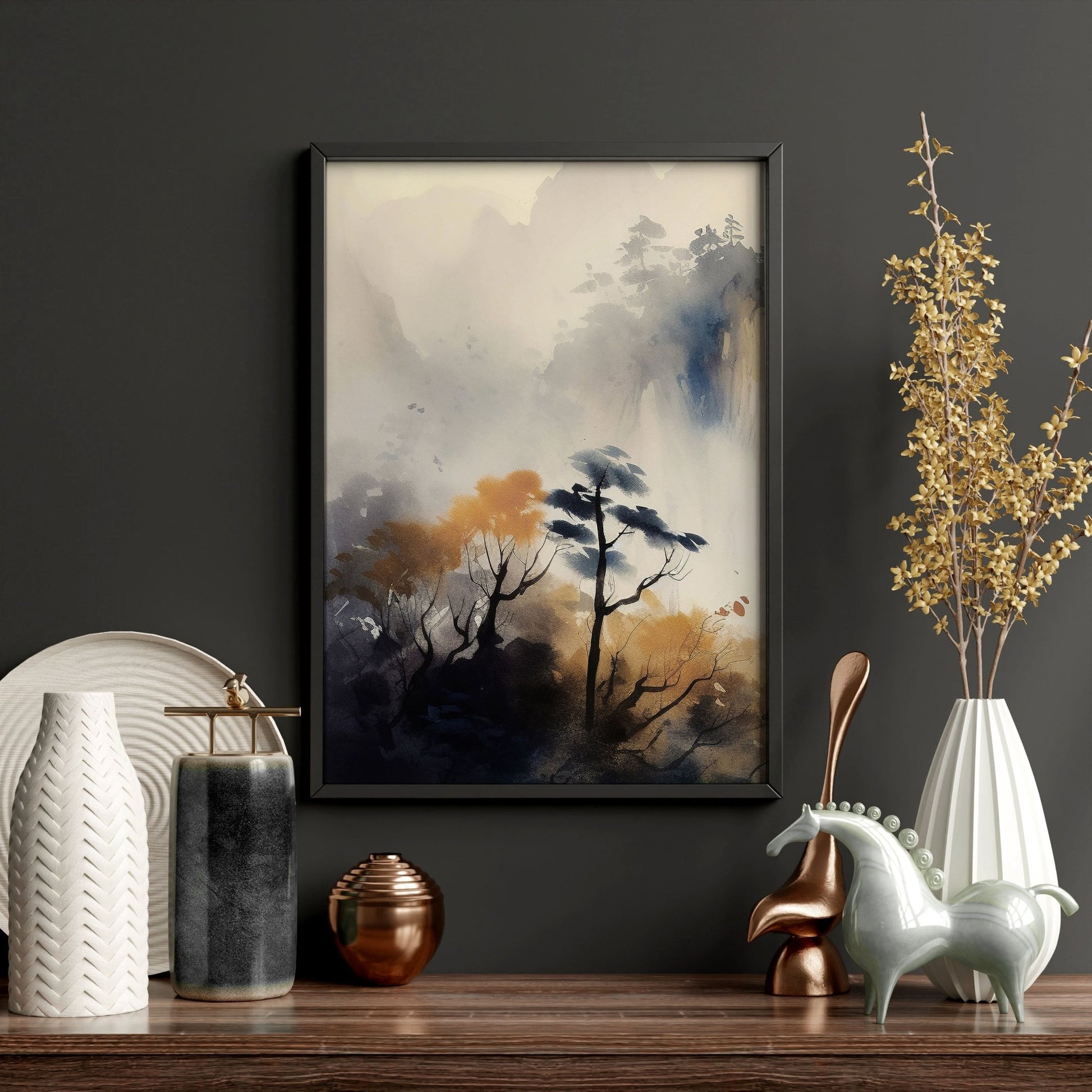 Living Room Wall Decor Modern | Set of 3 Asian Inspired Wall art Prints