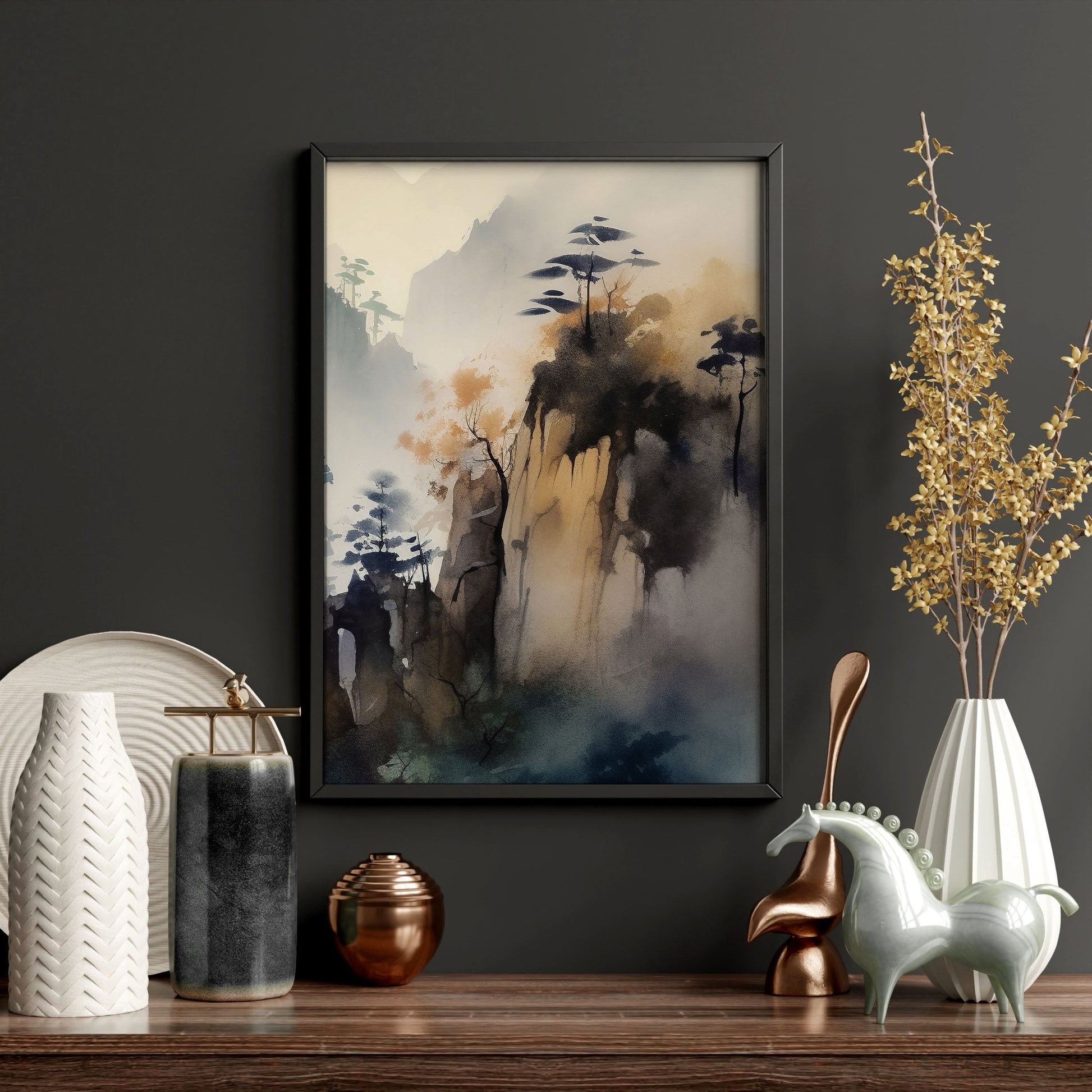 Living Room Wall Decor Modern | Set of 3 Asian Inspired Wall art Prints