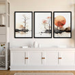 Living Room Wall Decor | Set of 3 Asian Inspired Wall art Prints
