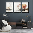 Living Room Wall Decor | Set of 3 Asian Inspired Wall art Prints