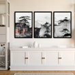 Living Room Wall Decoration | Set of 3 Asian Inspired Wall art Prints