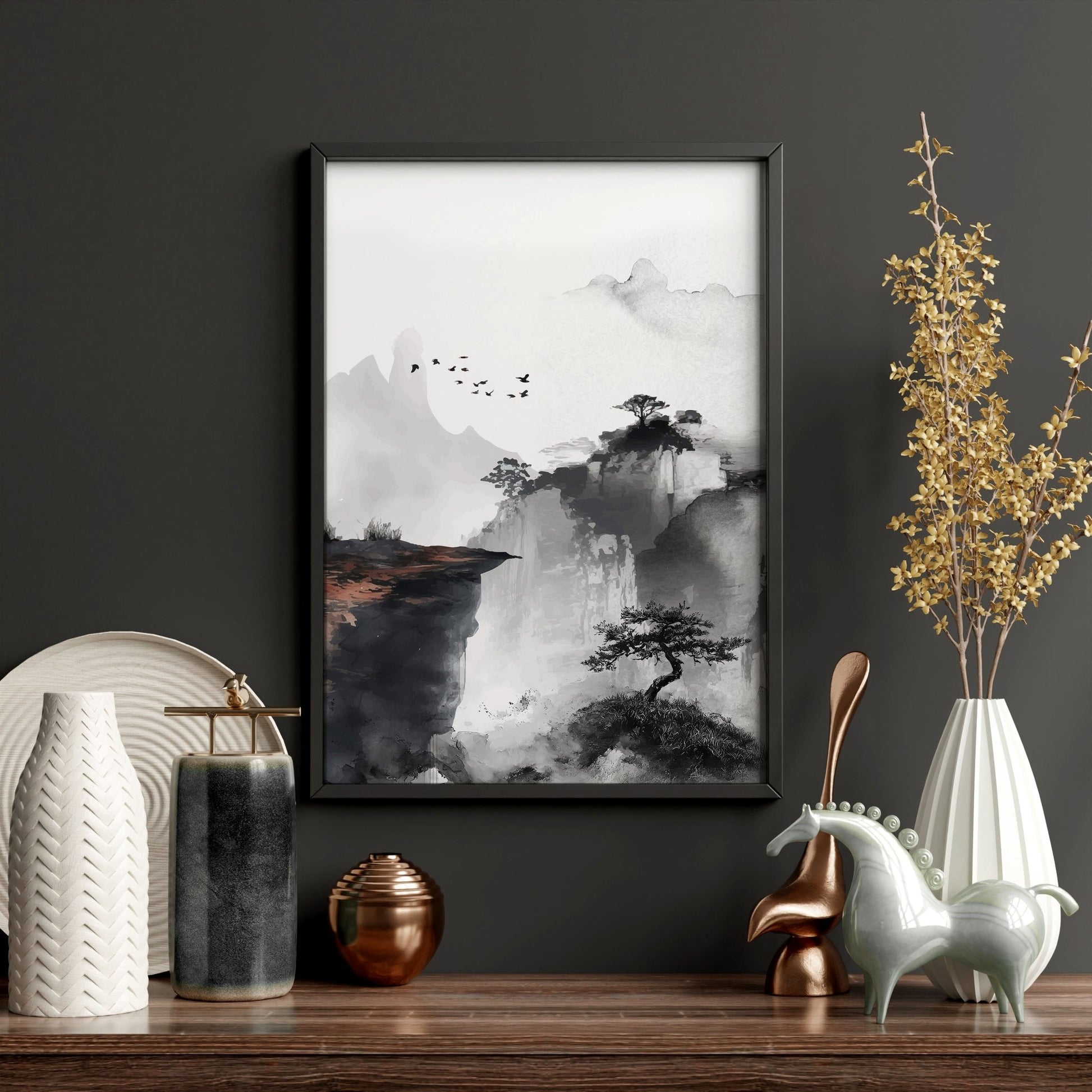 Living Room Wall Decoration | Set of 3 Asian Inspired Wall art Prints