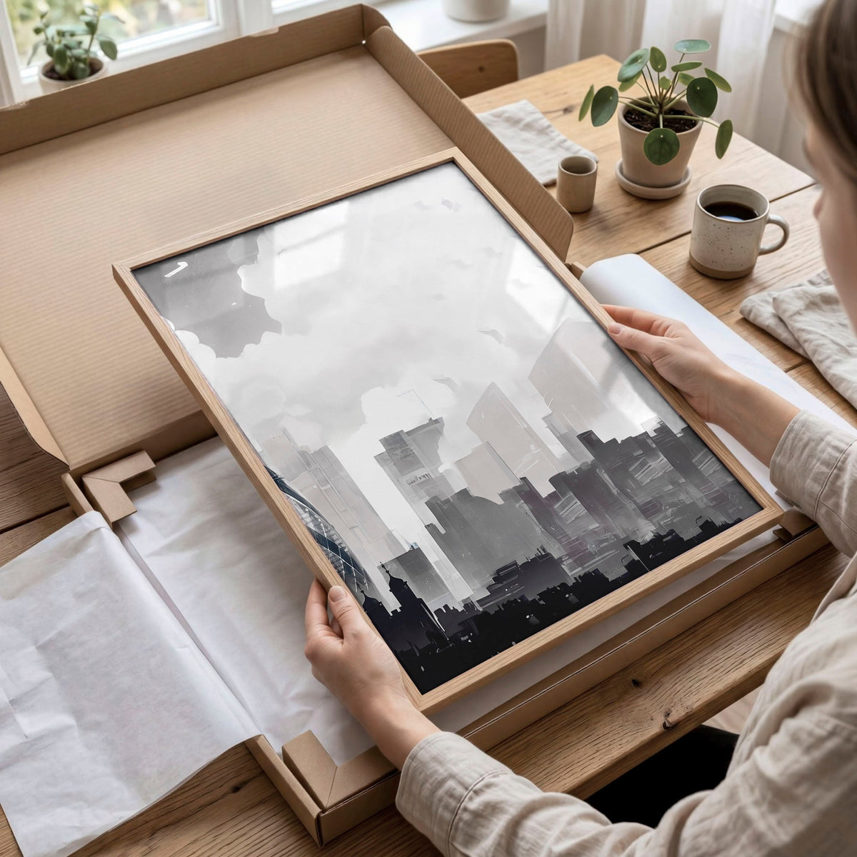 London Artwork City Skyline Monochrome Watercolour Wall Art Prints | Set of 3