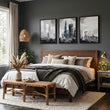 London Artwork City Skyline Monochrome Watercolour wall art displayed on a wall in a styled room — view 5