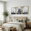 London Artwork City Skyline Monochrome Watercolour wall art displayed on a wall in a styled room — view 6