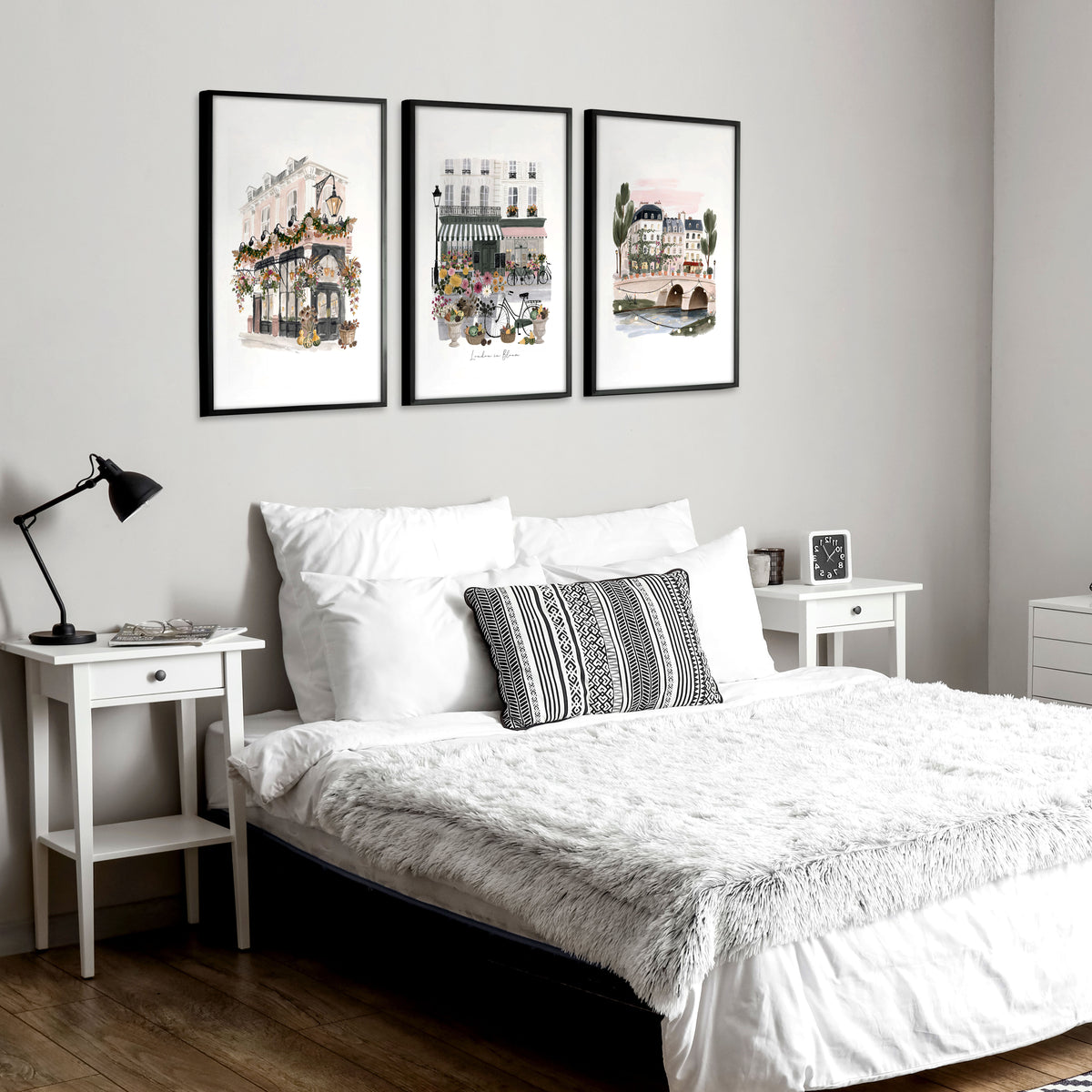 London Poster "London in Bloom" Floral City Watercolour wall art displayed on a wall in a styled room — view 8