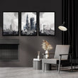 London wall art | Moody Grey Skyline with The Shard & Gherkin displayed on a wall in a styled room — view 2