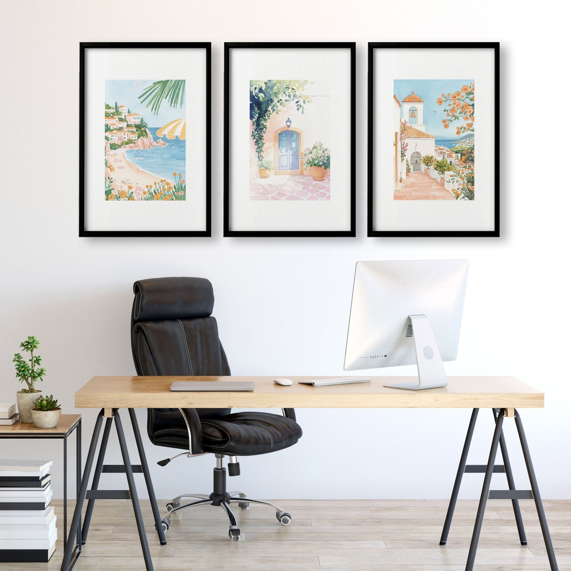 Long Rectangular Wall Decor | Set of 3 Beach Decor Wall art Prints