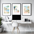 Long Rectangular Wall Decor | Set of 3 Beach Decor Wall art Prints