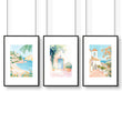 Long Rectangular Wall Decor | Set of 3 Beach Decor Wall art Prints