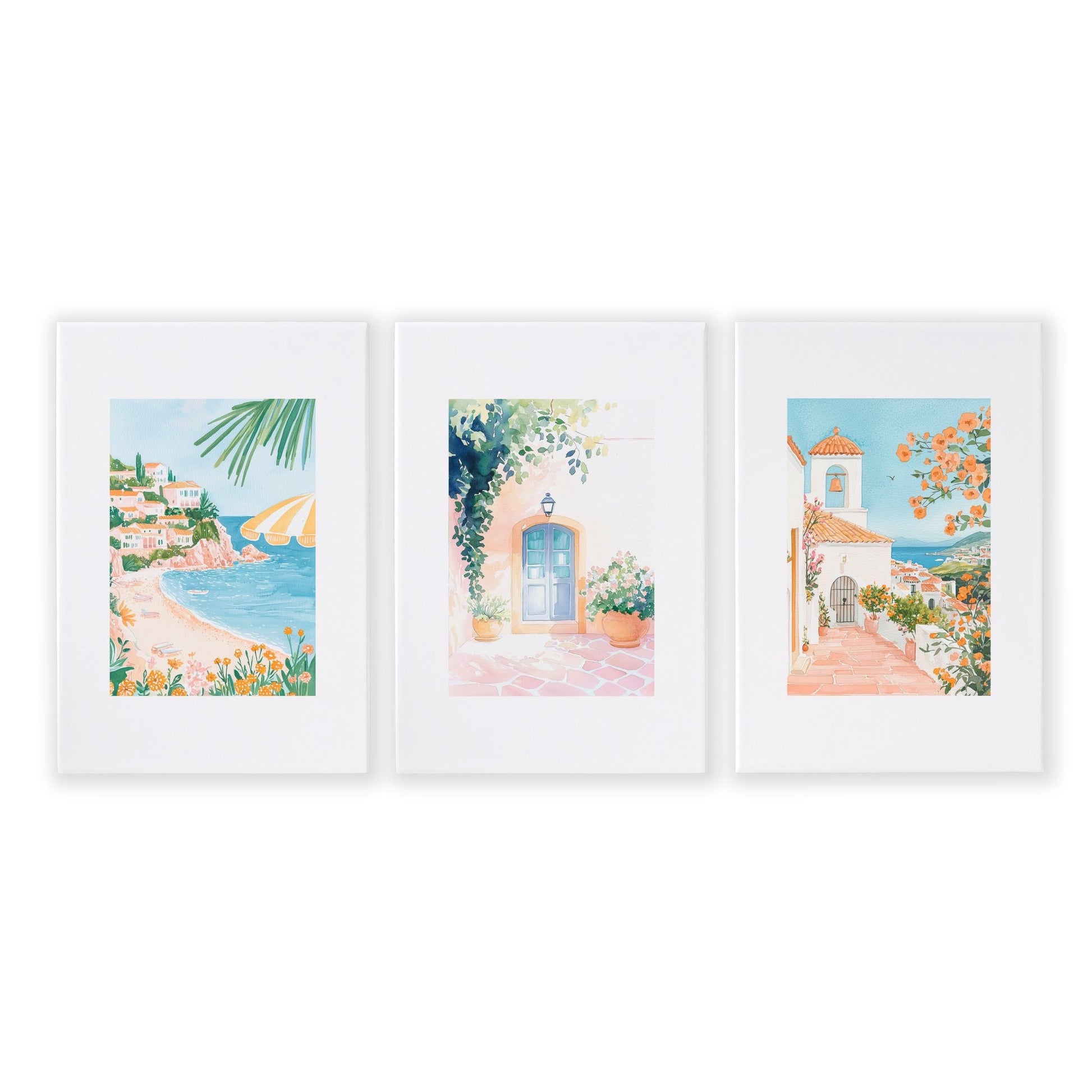 Long Rectangular Wall Decor | Set of 3 Beach Decor Wall art Prints