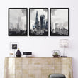 Lounge Pictures for Living Room London Skyline Grey Watercolour wall art displayed on a wall in a styled room — view 4