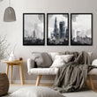Lounge Pictures for Living Room London Skyline Grey Watercolour wall art displayed on a wall in a styled room — view 6