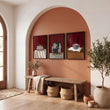 Lounge Room Wall Decor Bohemian Book Lover Burgundy Art wall art displayed on a wall in a styled room — view 4