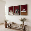 Lounge Room Wall Decor Bohemian Book Lover Burgundy Art wall art displayed on a wall in a styled room — view 5