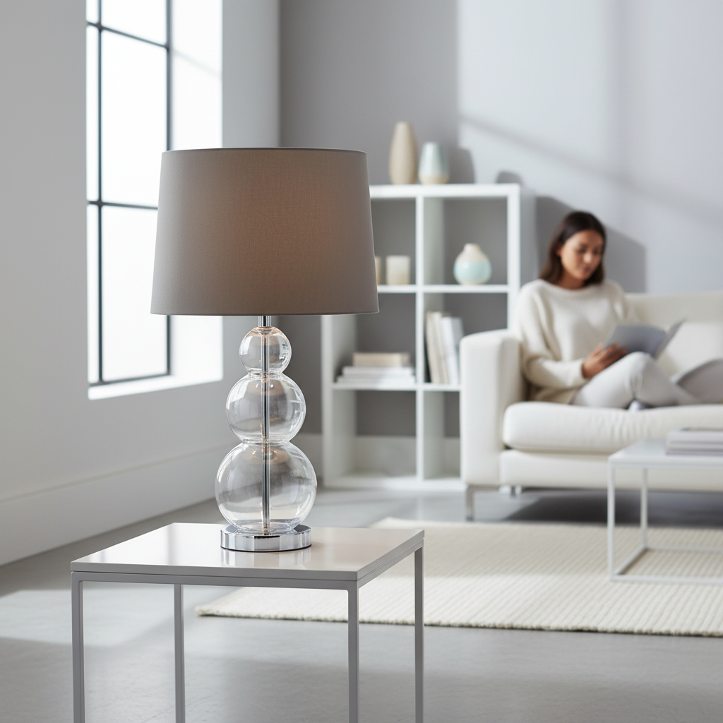 Luke Grey Fabric Shade Table Lamp