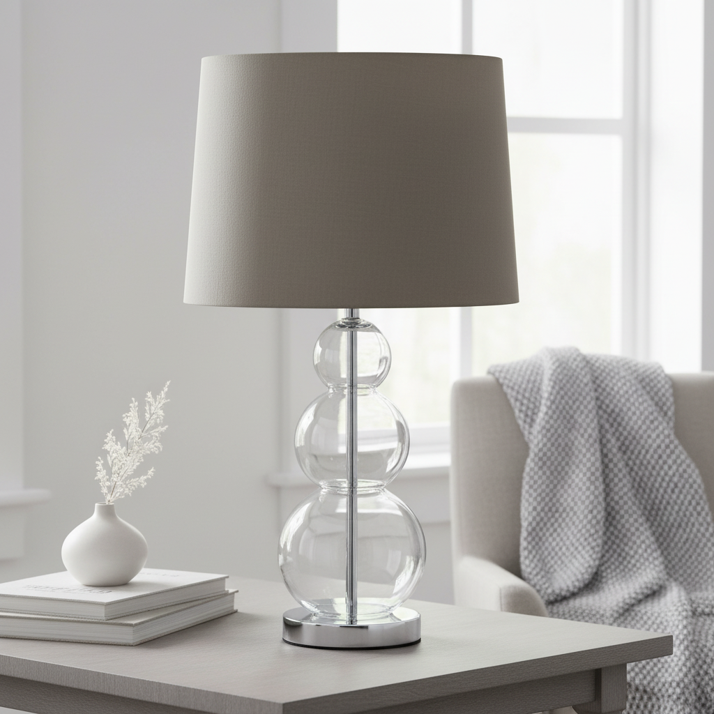 Luke Grey Fabric Shade Table Lamp